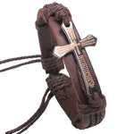 Retro Style Vintage Cowhide Leather Cross Bracelet