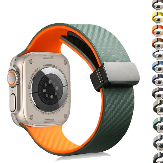 Trendy Carbon Fiber Silicone Strap for Apple Watch