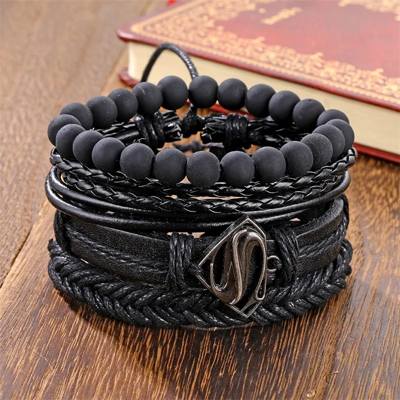 Vintage Beaded Multi-Layer Leather Bracelet