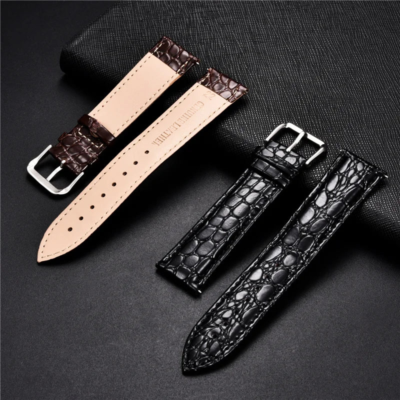 Elegant Crocodile Leather Wrist Watch Strap