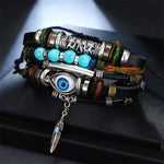 Vintage Tribal Multilayer Leather Charm Bracelet