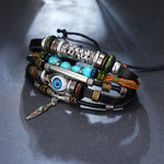 Vintage Tribal Multilayer Leather Charm Bracelet