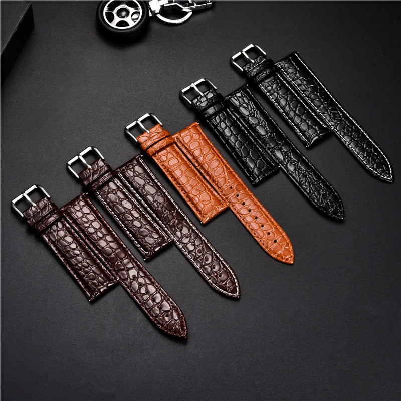 Elegant Crocodile Leather Wrist Watch Strap