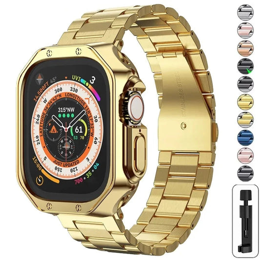 Elegant Stainless Steel Band with TPU Case for Apple Watch