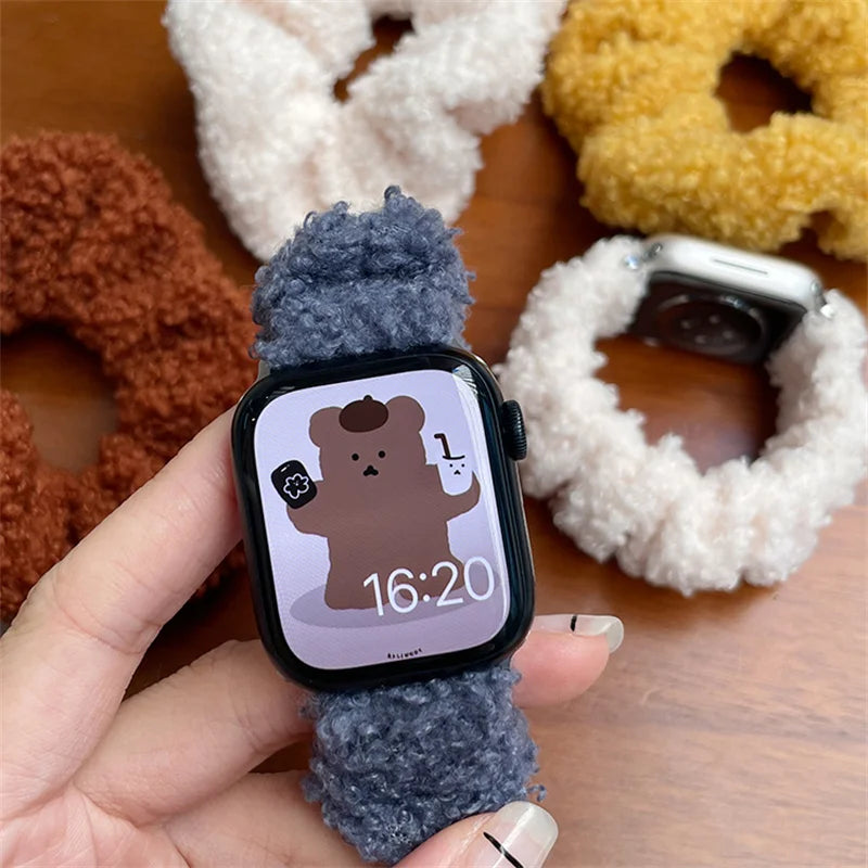 Fleece Elastic Scrunchie Strap For Apple Watch