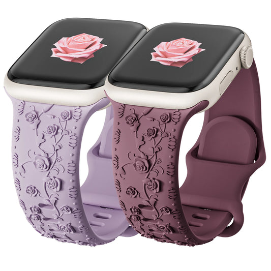 Floral Embossed Silicone Strap for Apple Watch