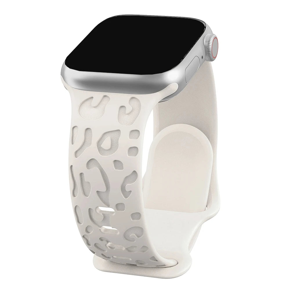 Engraved Silicone Strap for Apple Watch – Leopard Patterns