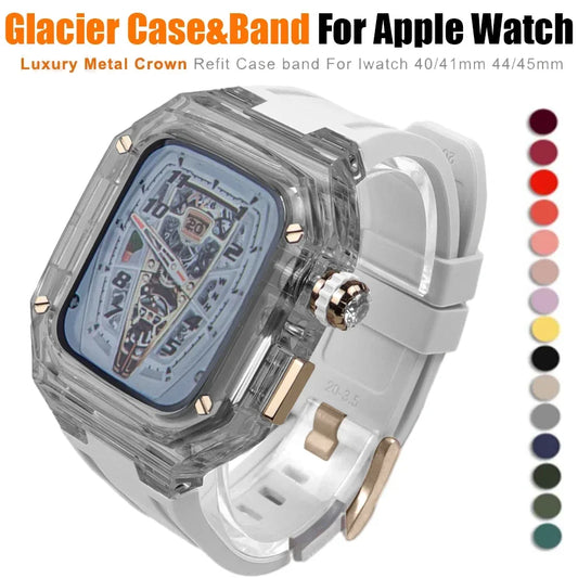 Silicone Strap + Transparent Case for Apple Watch