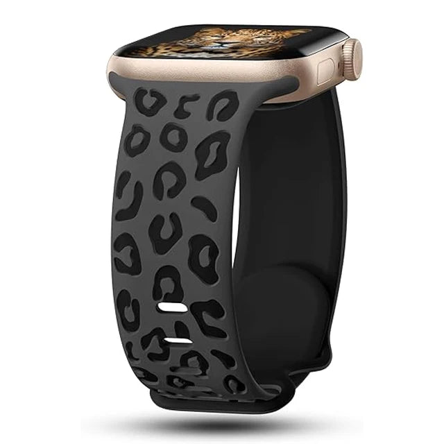 Engraved Silicone Strap for Apple Watch – Leopard Patterns