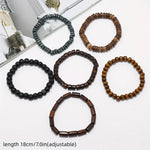 Six-Piece Vintage-Style Wooden Bead Bracelet Set