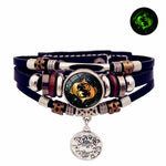 Luminous 12 Constellation Vintage Leather Bracelet with Charm
