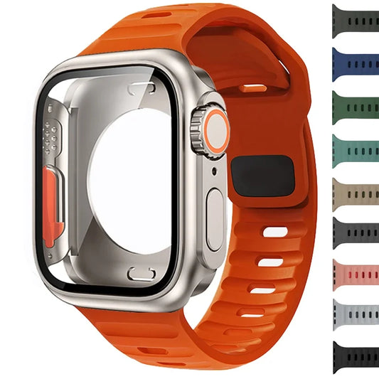 Silicone Sport Bracelet with Full Case for Apple Watch