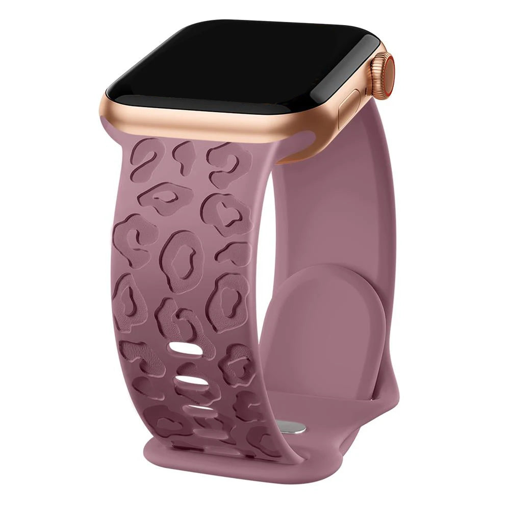 Engraved Silicone Strap for Apple Watch – Leopard Patterns