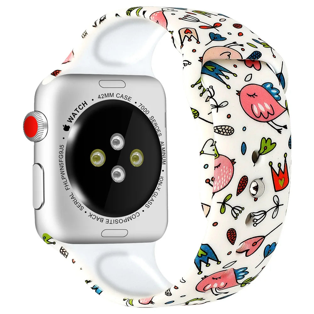 Trendy Printed Silicone band For Apple Watch ultra 49mm series 8 7 41mm 45mm44mm 40mm 42mm 38mm silicone sport bracelet iwatch 6 5 4 3 Se strap