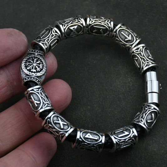 Norse Runic Runes Beads Charm  Bracelet