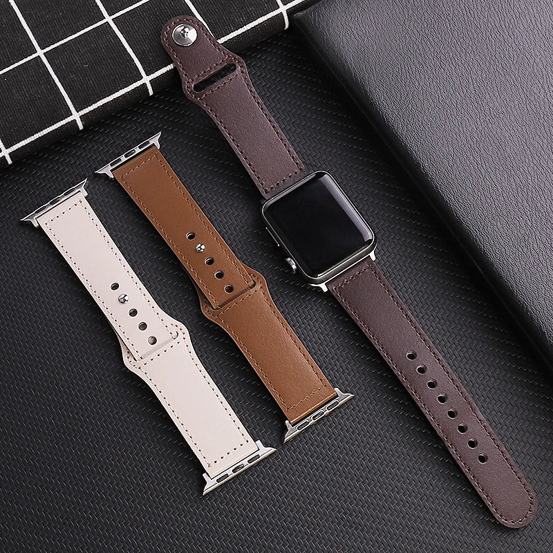 Business Real Leather Strap For Apple Watch Band