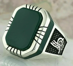 Inlaid Red Emerald Men's Ring