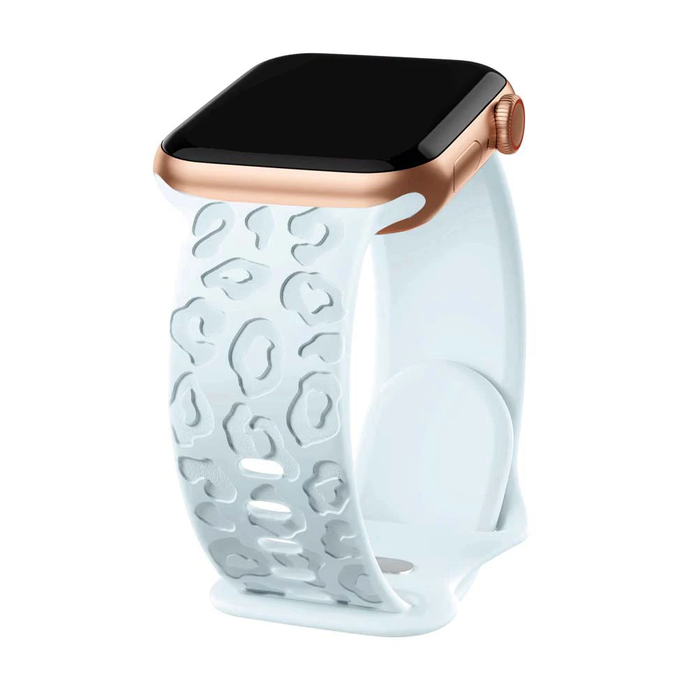 Engraved Silicone Strap for Apple Watch – Leopard Pattern Design