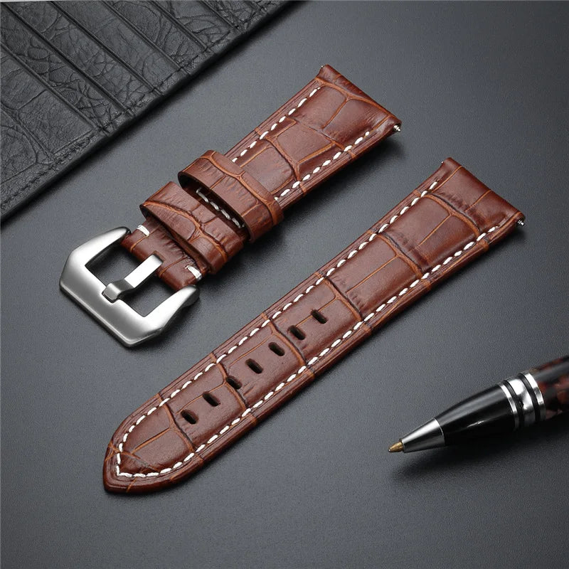 Premium Leather Watch Straps with Stainless Steel Buckle