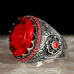 Inlaid Red Emerald Men's Ring