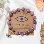 Turkish Evil Eye Pendant Beads Bracelet Natural Stone With Card