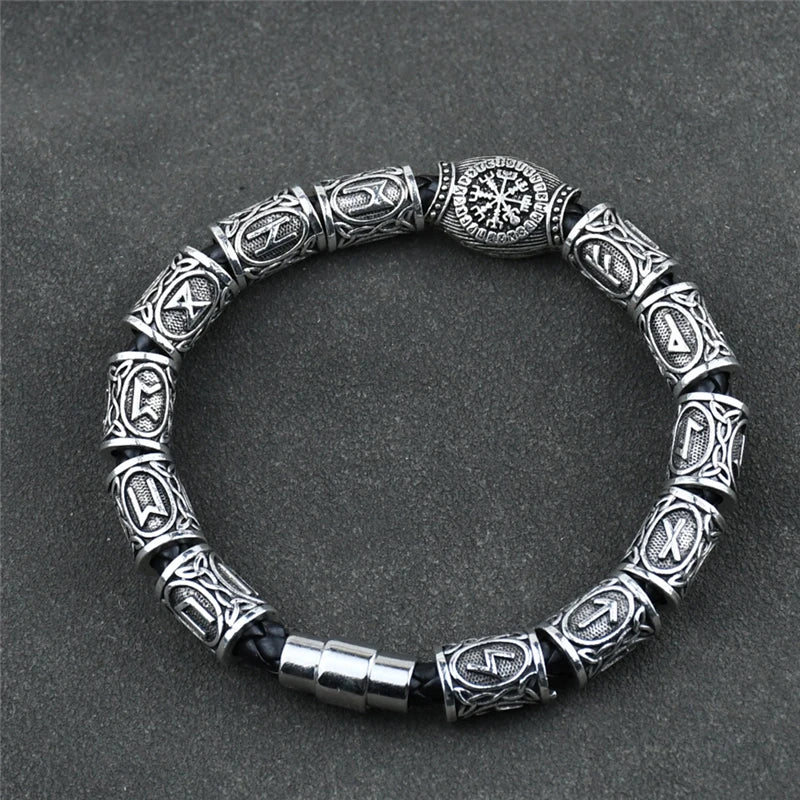 Norse Runic Runes Beads Charm  Bracelet