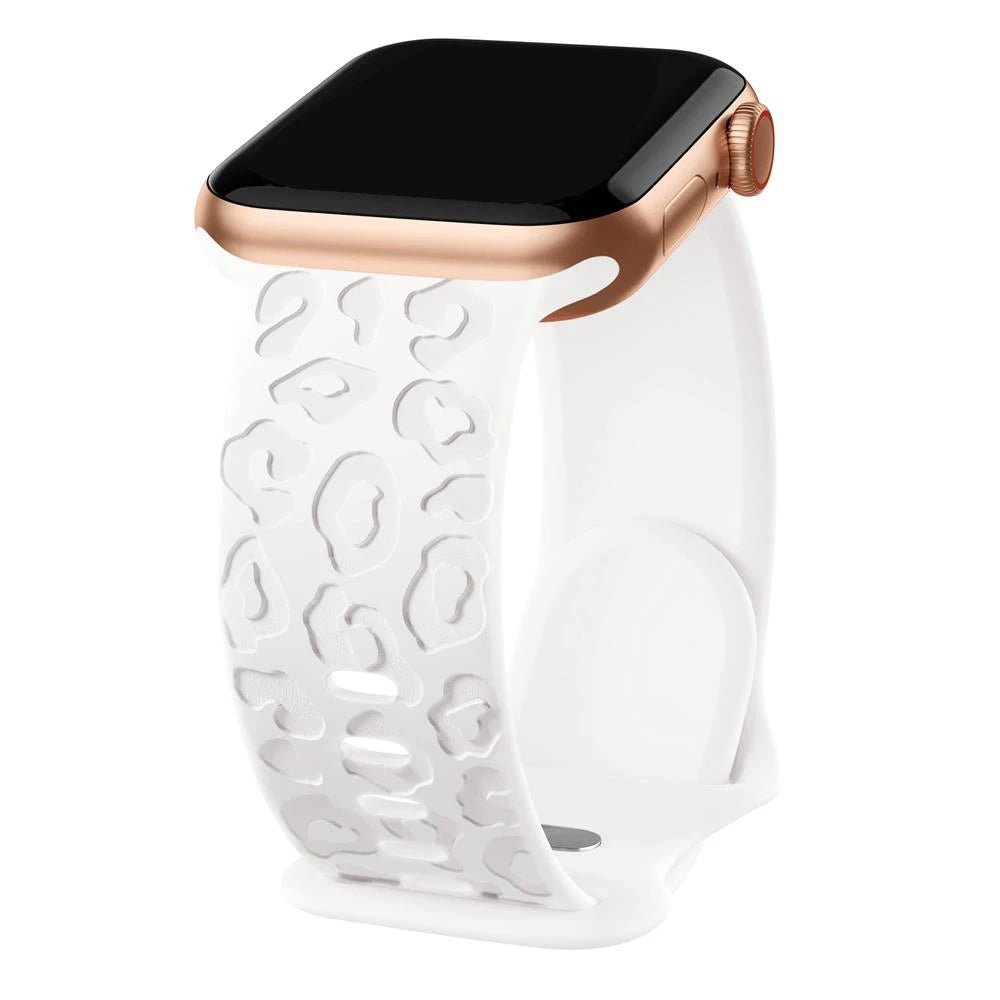 Engraved Silicone Strap for Apple Watch – Leopard Pattern Design