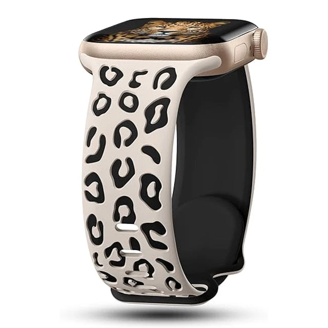 Engraved Silicone Strap for Apple Watch – Leopard Patterns