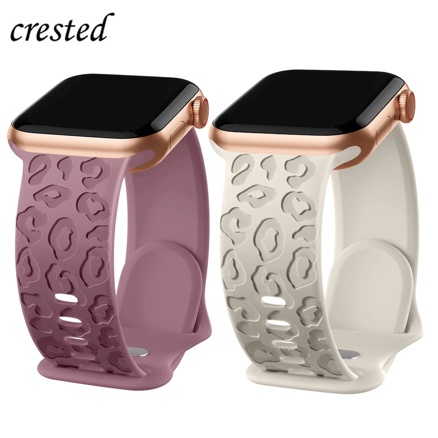 Engraved Silicone Strap for Apple Watch – Leopard Pattern Design