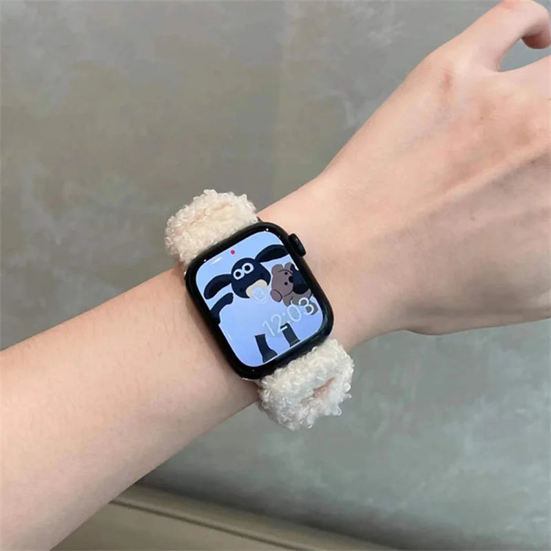 Fleece Elastic Scrunchie Strap For Apple Watch