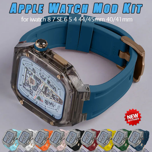 Luxury Transparent Case and Rubber Band Modification Kit for Apple Watch