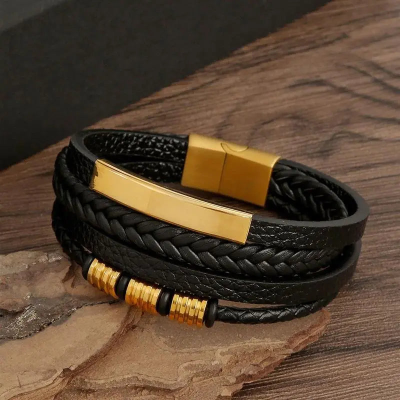 Classic Men's Multi-Layer Leather Bracelet