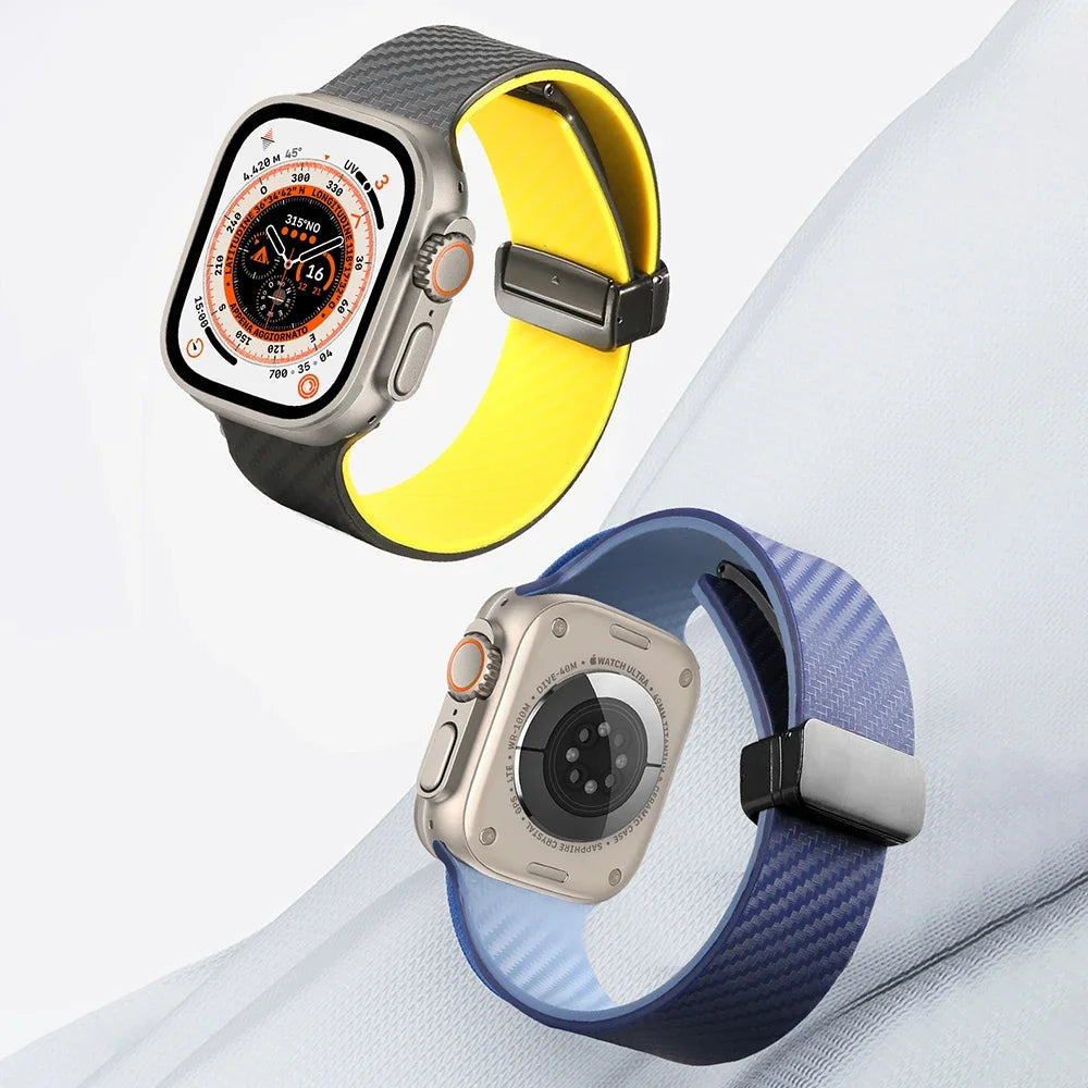 Trendy Carbon Fiber Silicone Strap for Apple Watch