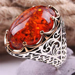 Inlaid Red Emerald Men's Ring