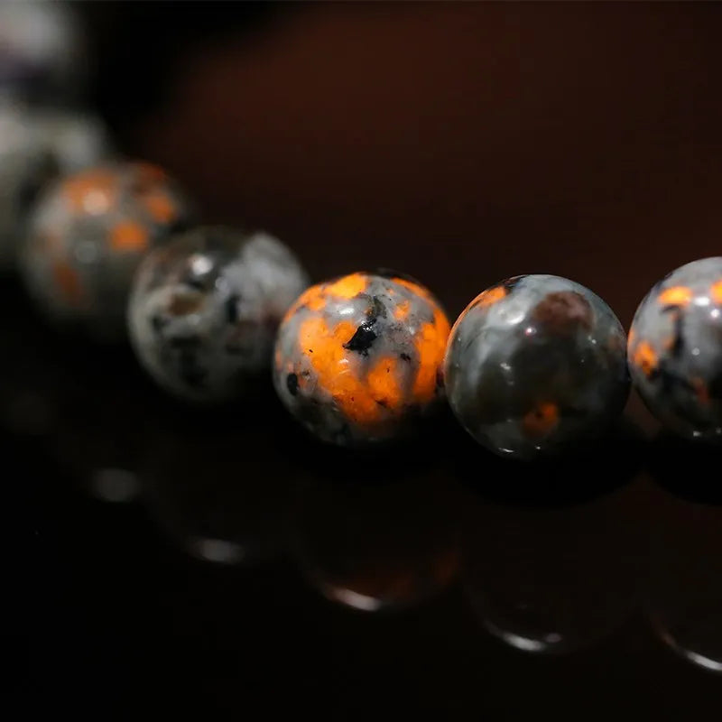 Natural Flame Stone Beaded Bracelet for Chakra and Meditation