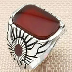 Inlaid Red Emerald Men's Ring