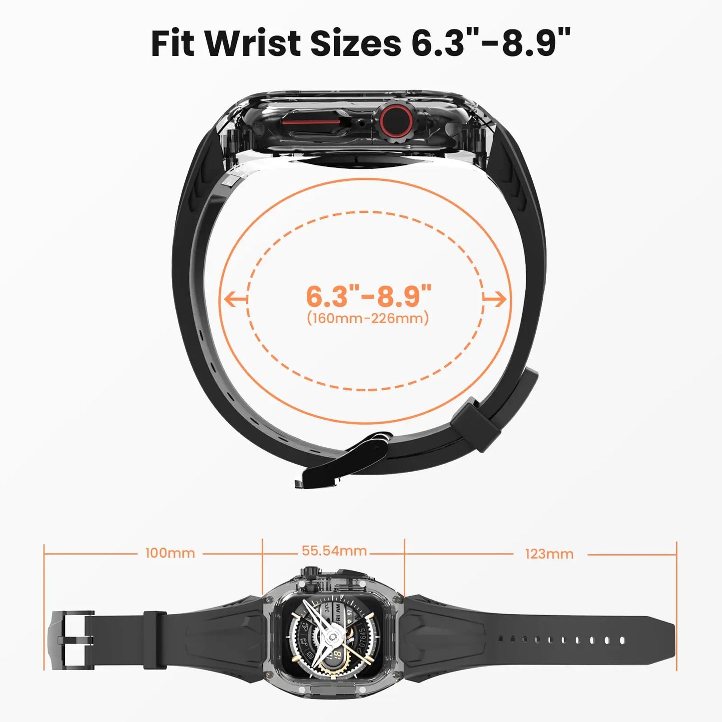 Transparent Modification Kit for Apple Watch Series 9, 8, 7, SE, 6, 5, 4 (45mm and 44mm)