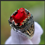 Inlaid Red Emerald Men's Ring