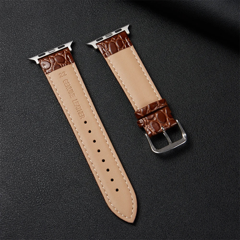 Crocodile Pattern Design Leather Watchband Strap for Apple Watch