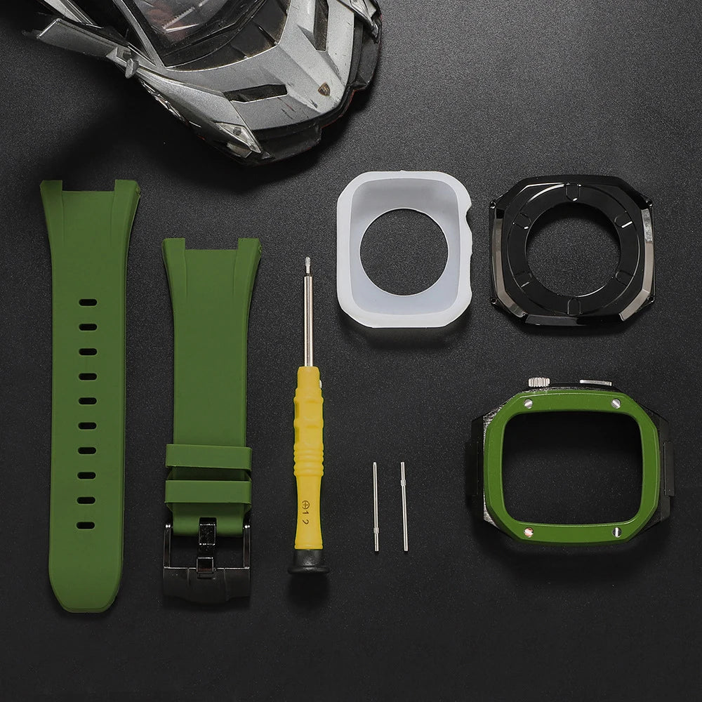 Luxury Metal Case and Silicone Strap Modification Kit for Apple Watch