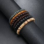 Six-Piece Vintage-Style Wooden Bead Bracelet Set