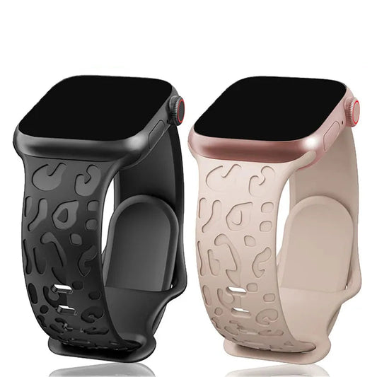 Engraved Silicone Strap for Apple Watch – Leopard Patterns