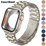 Elegant Stainless Steel Bracelet Band with Protective Case for Apple Watch