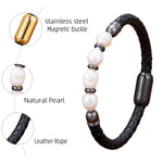 Elegant Freshwater Pearl Bracelet with Leather