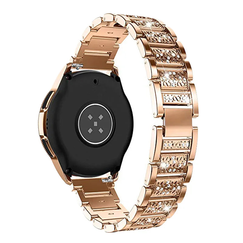 22mm 20mm Stainless Steel Bracelet Strap with Stone for Huawei / Samsung Galaxy Smart Watch