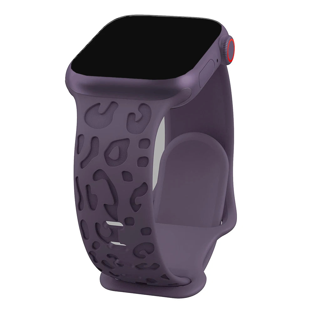 Engraved Silicone Strap for Apple Watch – Leopard Pattern Design