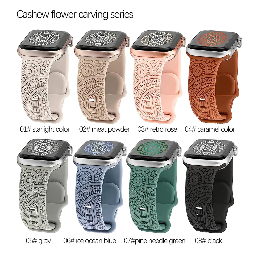 Engraved Silicone Sport Strap for Apple Watch