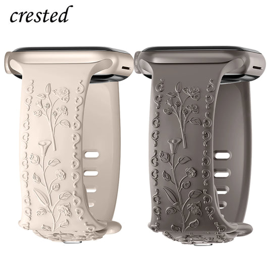 Flower Embossed Silicone Strap for Apple Watch