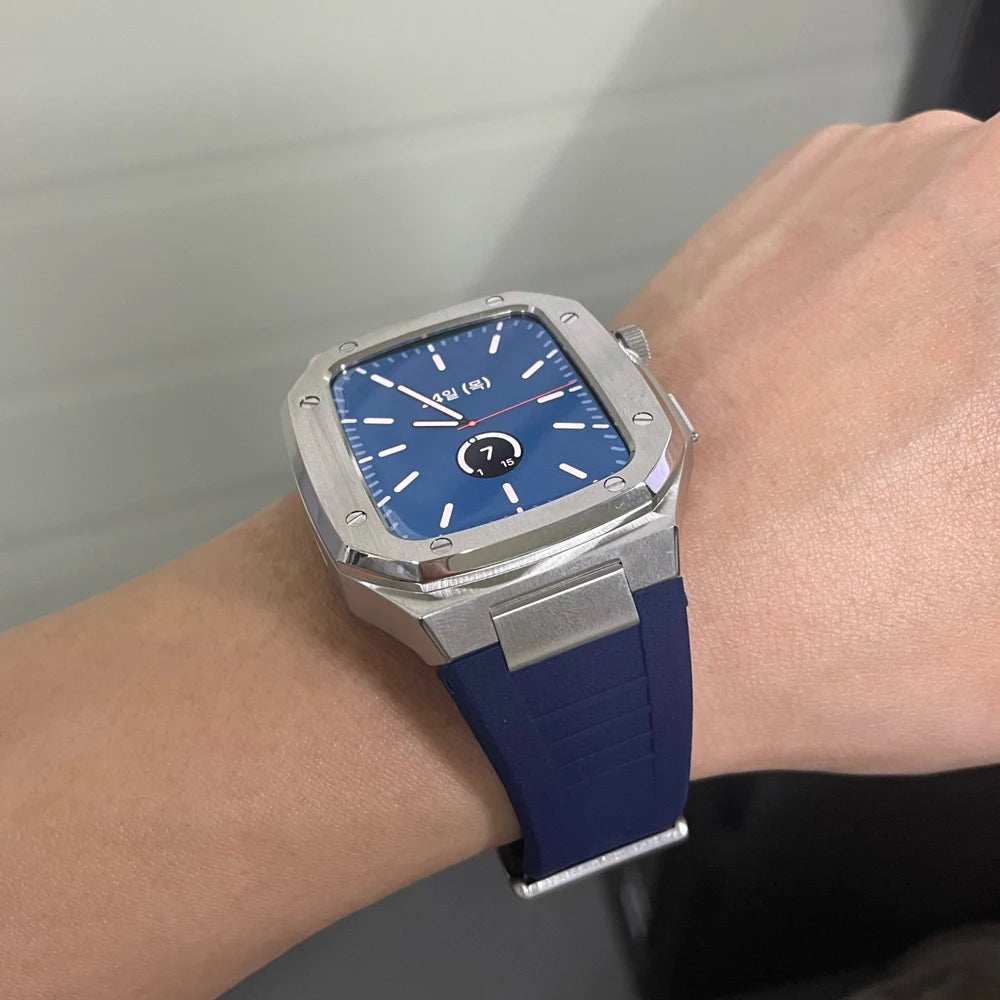 Luxury Modification Kit with Stainless Steel Strap and Case for Apple Watch