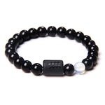 Zodiac Signs Beaded Bracelet with Natural Black Onyx Stones